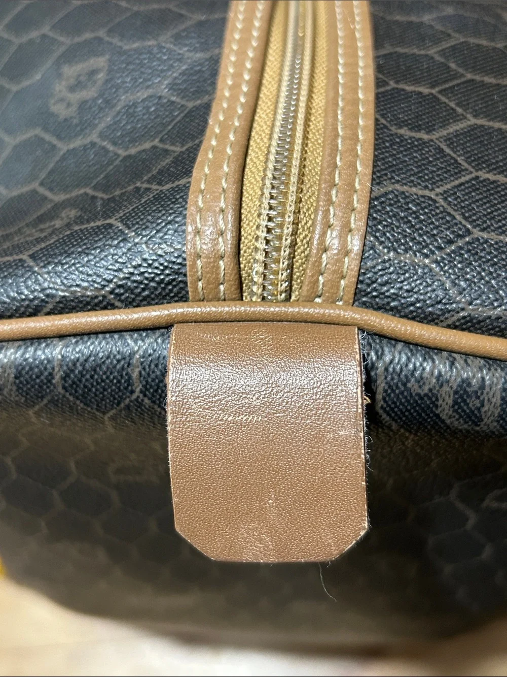 Vintage Christian Dior Black X Brown Monogram Trotter Honeycomb Boston Duffle - Picture 11 of 16